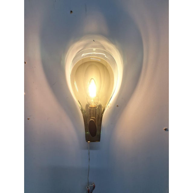 Metal Nile Green Murano Glass Wall Lamps attributed to Fontana Arte, Italy, 1960s, Set of 2 For Sale - Image 7 of 7