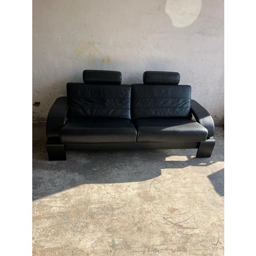 Black Two-Seater Sofa in Black Leather by Åke Fribytter for Nelo Kroken, 1970s For Sale - Image 8 of 9