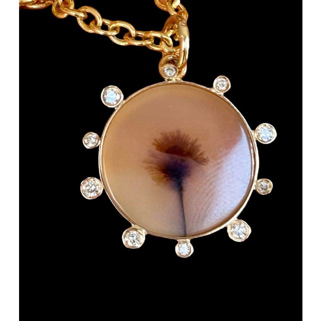 Modern Dendritic Pendant With Diamonds & 14k Gold For Sale - Image 3 of 12