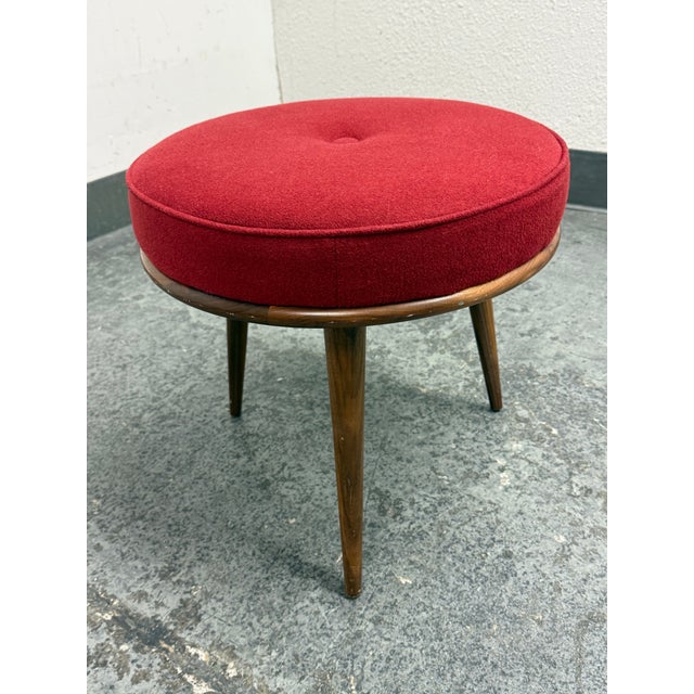 Mid-Century Modern Room & Board Murphy Stool Walnut + Upholstery For Sale - Image 3 of 12