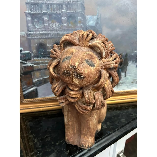 Ceramic Mid-Century Lion Sculpture - Aldo Londi for Bitossi Raymor For Sale - Image 7 of 7