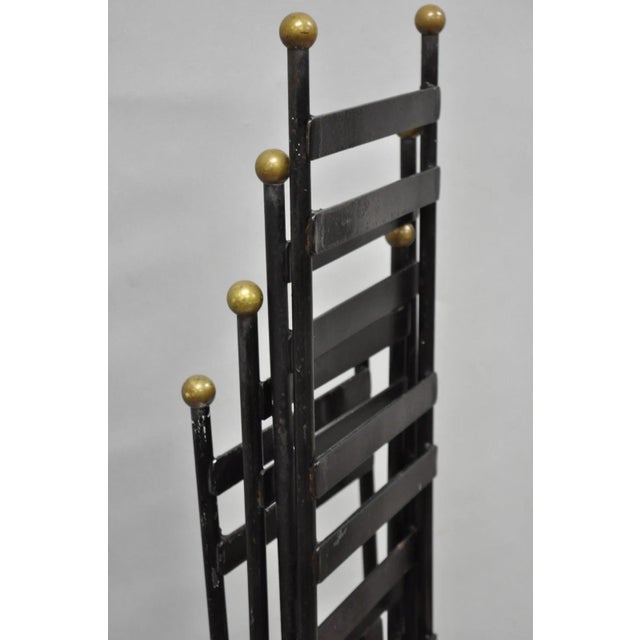 Black Vintage Arthur Umanoff Wrought Iron Ladder Back MCM Dining Chairs - Set of 4 For Sale - Image 8 of 18