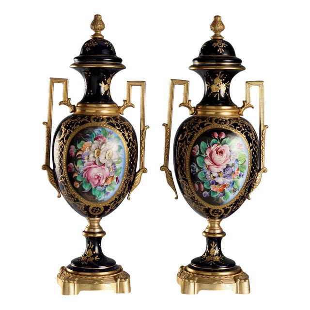 Porcelain and Gilded Bronze Vases For Sale