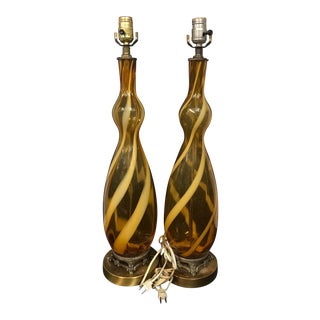 1960s Mid-Century Murano Lamps - a Pair For Sale