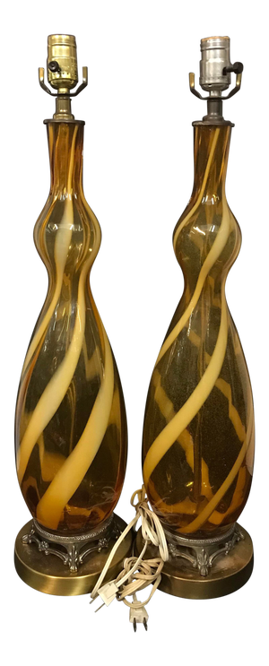 1960s Mid-Century Murano Lamps - a Pair