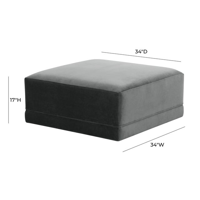 Willow Charcoal Performance Velvet Ottoman For Sale - Image 4 of 4