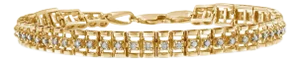 10K Yellow Gold Plated .925 Sterling Silver 1/2 Cttw Diamond Double-Link 7" Tennis Bracelet (I-J Col