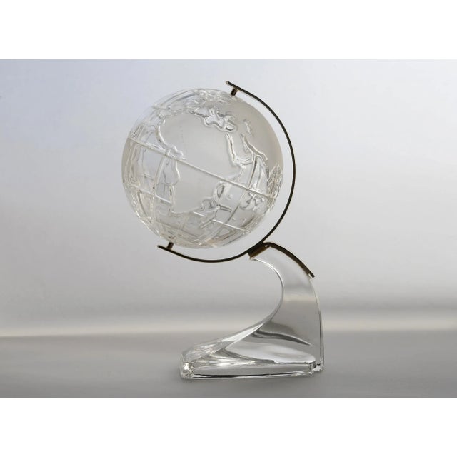 Small Vintage German Lead Crystal Glass Globe With Brass Accents For Sale - Image 11 of 11