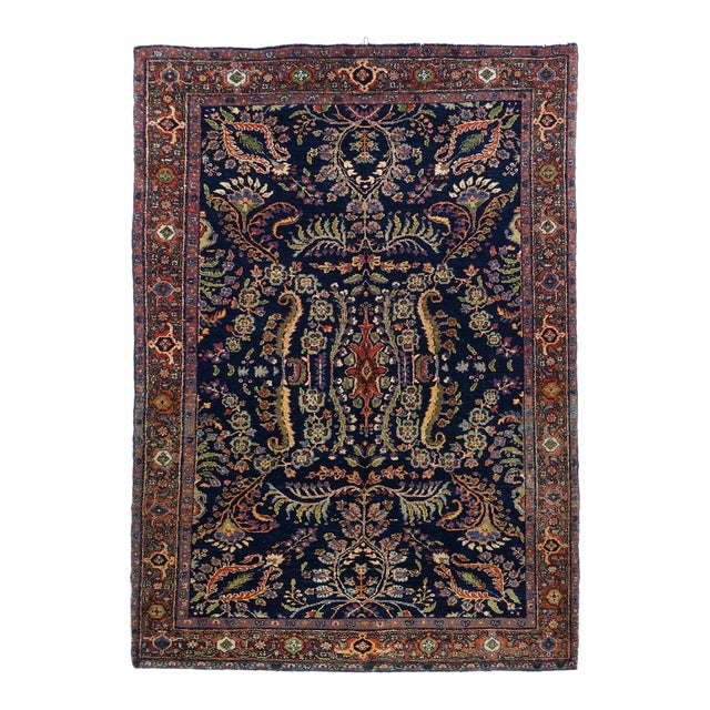 Antique Mohajeran Sarouk Rug 4'5'' X 6'8'' For Sale