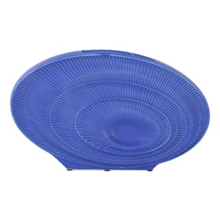 Radiant Blue Wide Ceramic Vase For Sale