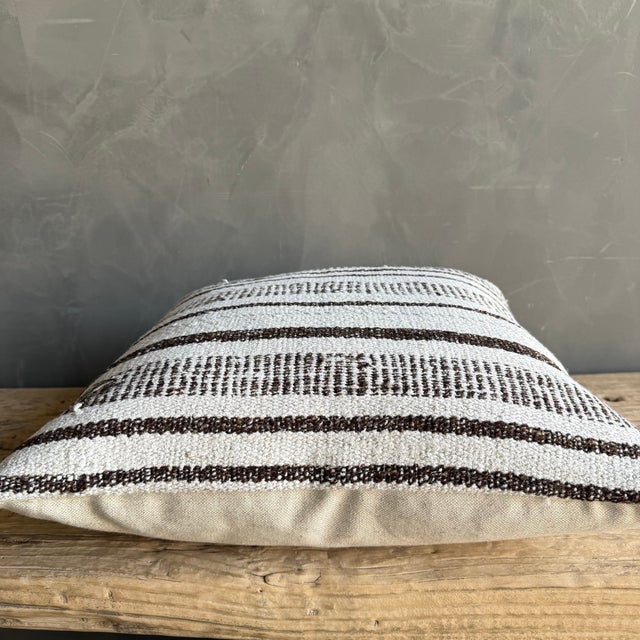 Textile Vintage Rug Pillow Cover With Stripes For Sale - Image 7 of 8