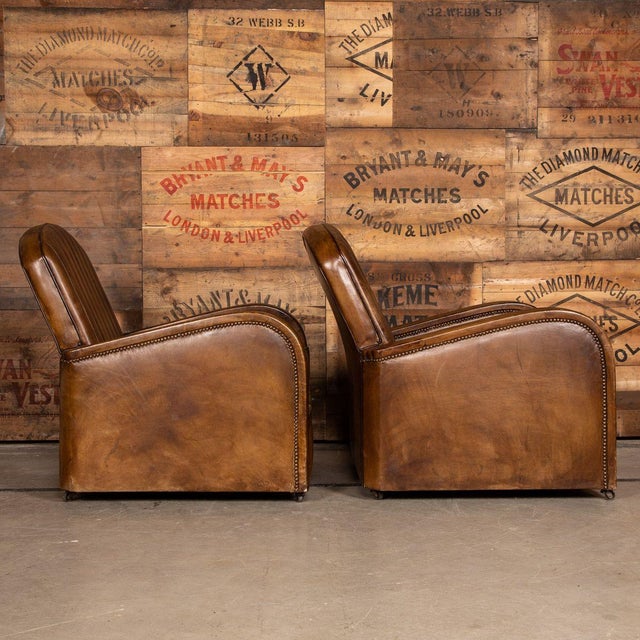 Art Deco Leather Tub Chairs & Sofa, 1920s, Set of 3 For Sale - Image 16 of 18