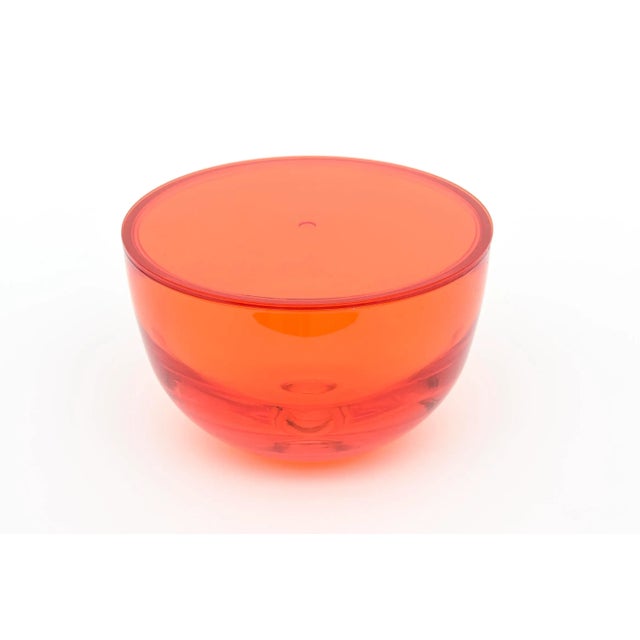 Modern Round Lidded Orange Lucite Box For Sale - Image 3 of 12