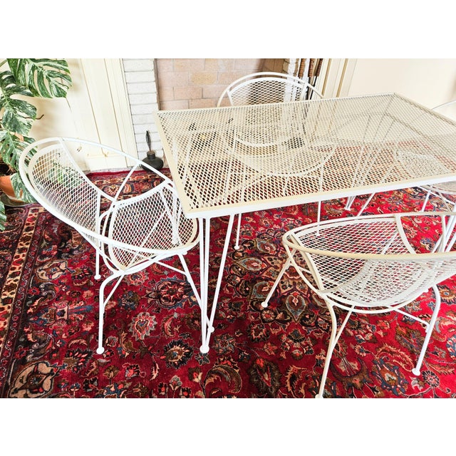 Mario Tempestini MCM Atomic Radar Santorini Wrought Iron Table and Chair Set, 5 Pieces For Sale - Image 4 of 7
