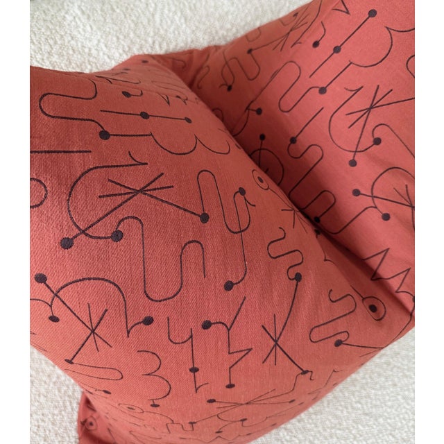 Mid-Century Modern Soft Red With Plum Sofa Pillows - A Pair For Sale - Image 3 of 4