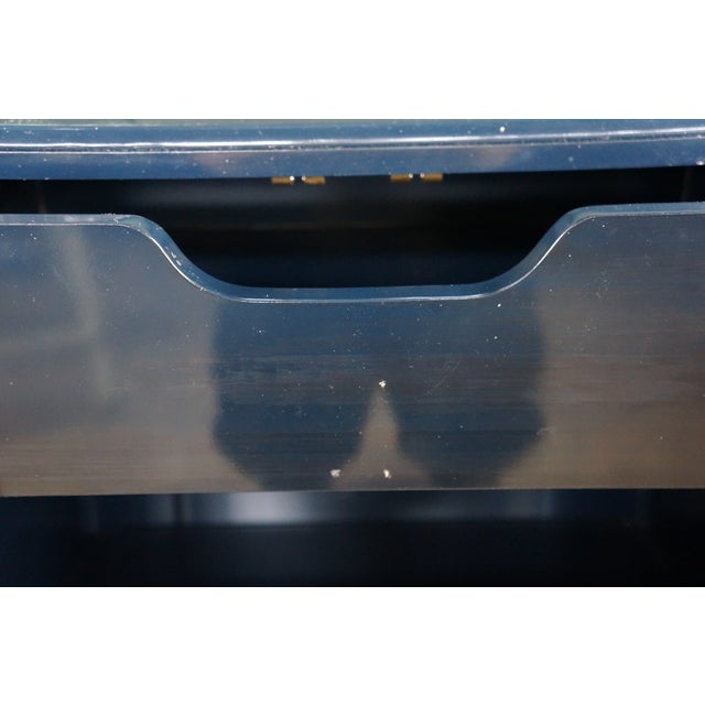 2 Mid Century John Stuart Navy Blue Lacquer Nightstands Bedside Chests MCM Pair For Sale - Image 18 of 18