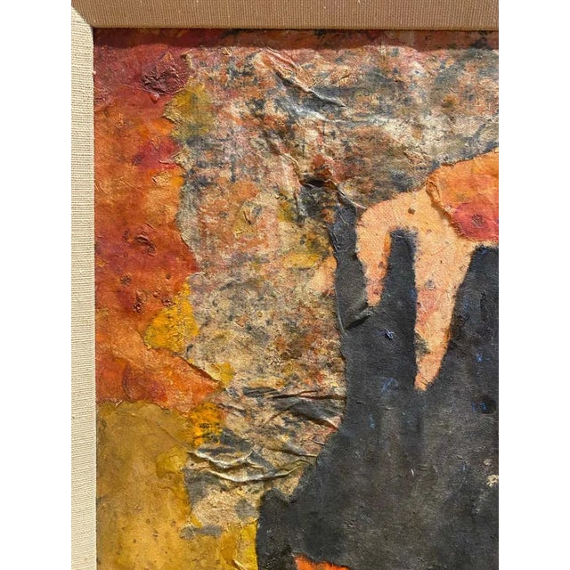 Black and Orange Mixed Media Expressionist Abstract by Shirley Bleviss For Sale - Image 4 of 7