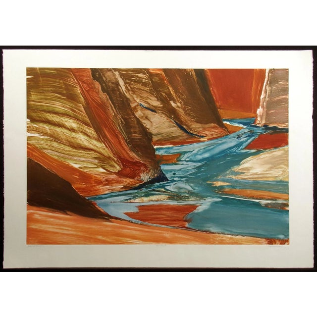 "Red Wall Cavern" unframed original monotype on paper by James Conaway. Hand signed and titled by the artist in pencil...