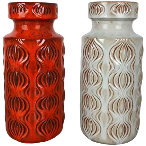 Vintage Pottery Fat Lava Onion Vases from Scheurich, Germany, Set of 2