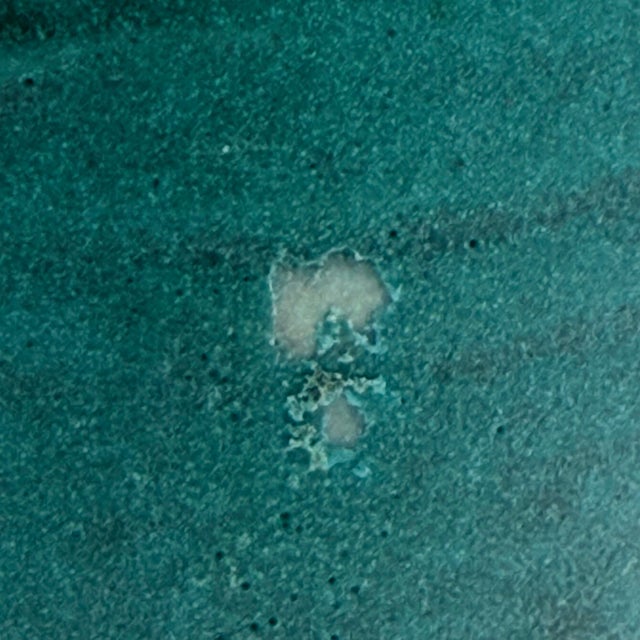 Vintage Studio Pottery Pitcher — Turquoise & Periwinkle Glaze, Hand-Thrown, 9.25” Tall For Sale - Image 4 of 8