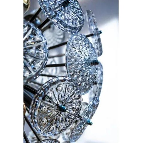 Chrome and Crystal Glass Flower-Bucket Starburst Ballroom Pendant Light, Germany, 1960s For Sale - Image 9 of 11