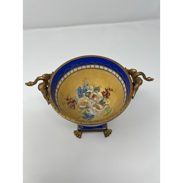 Mid 20th Century French Limoges Neoclassical Porcelain Urn With Gilt Bronze Swan Handles For Sale - Image 10 of 12
