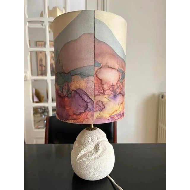Beige Natural Stone Table Lamp, 1970s For Sale - Image 8 of 9