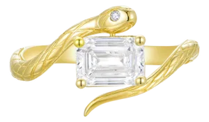 Kai Snake Protection 1.00ctw Emerald-Cut Lab-Grown Diamond East-West Ring in 14k Gold (All Sizes Available)