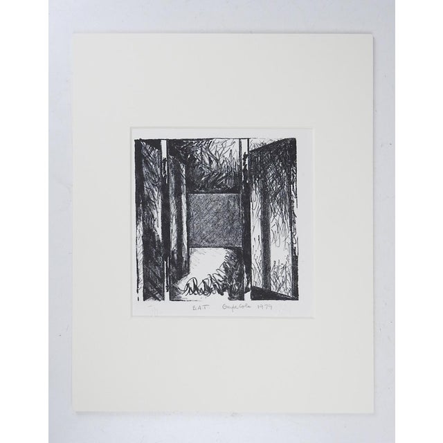 Mid-Century Modern 1979 Abstract Geometric Black and White Lithograph For Sale - Image 3 of 4