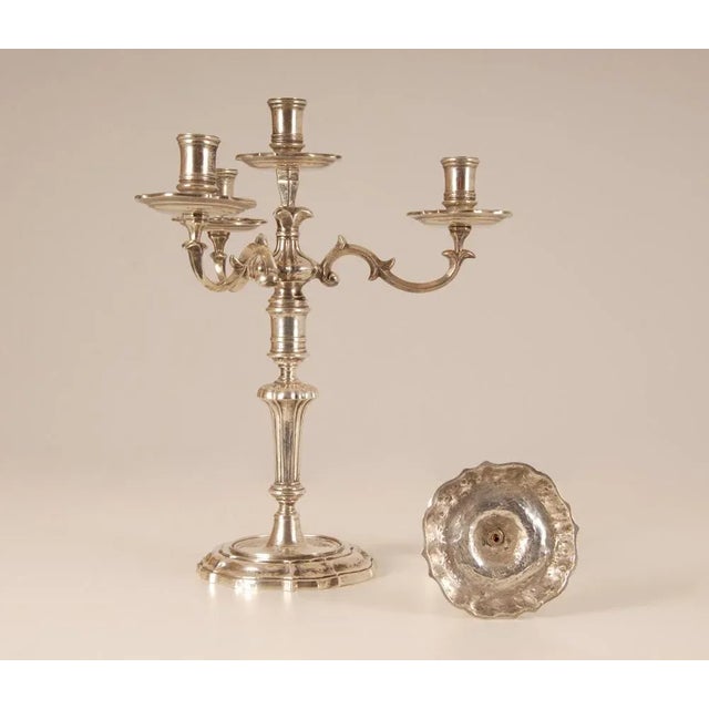 18th Century Sterling Silver Italian Rococo Style Candelabra, Set of 2 For Sale - Image 6 of 8