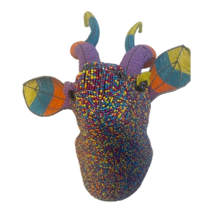 Vibrant South African Hand-Beaded Kudu Trophy Head – Sustainable African Folk Art Sculpture