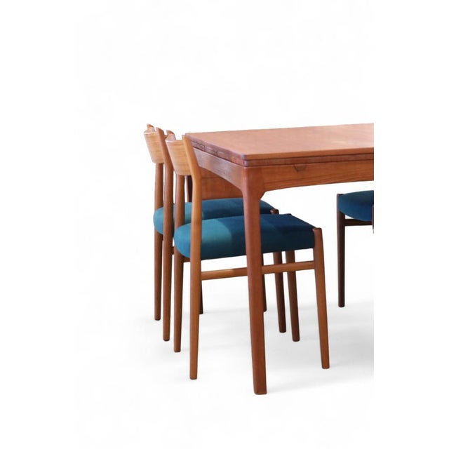 Dining Chairs Model 418 in Teak and Green Wool Upholstery by Arne Vodder for Sibast, 1960s, Set of 4 For Sale - Image 11 of 18