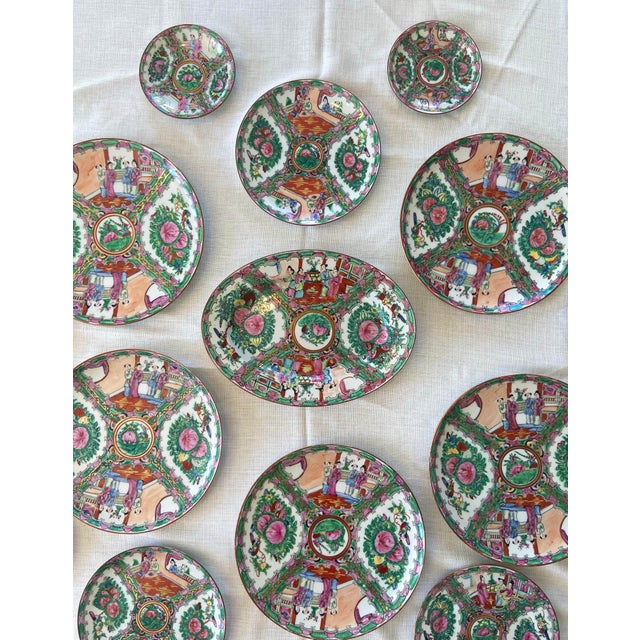 Antique Famille Rose Medallion Plates- 17 Piece Set For Sale - Image 10 of 12