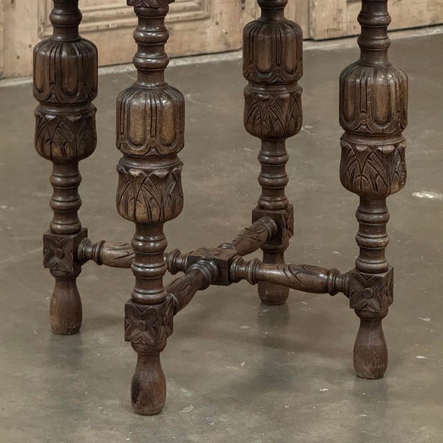 Antique Jacobean Style Octagonal End Table in Hand Waxed Oak For Sale - Image 14 of 18