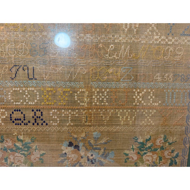 Large Antique Early 19th Century Handmade Embroidered Needlepoint Sampler Art For Sale - Image 13 of 16