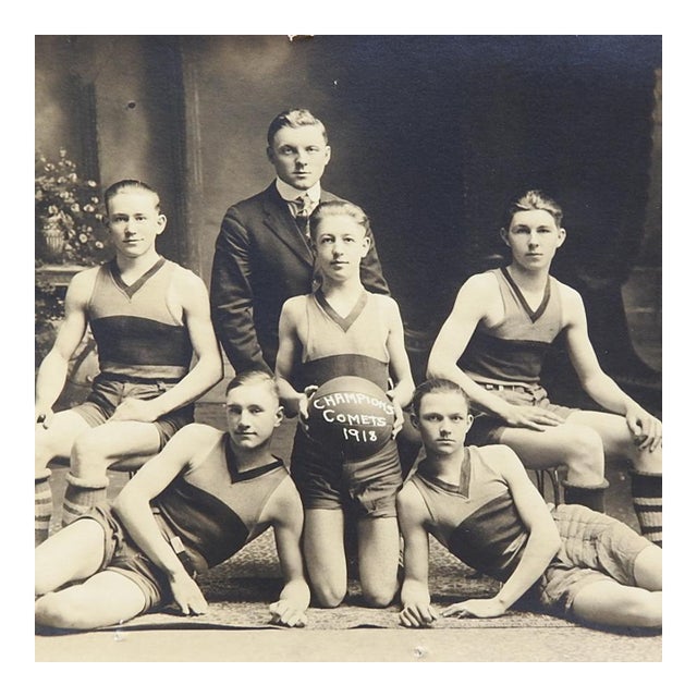 1918 Highschoool Basketball Team Comets Photograph For Sale