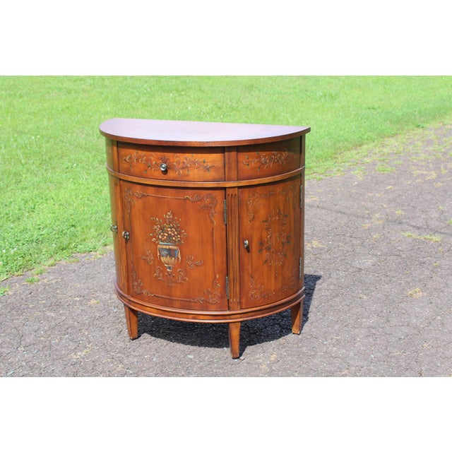 Ethan Allen Paint Decorated Demilune Commode For Sale - Image 15 of 18