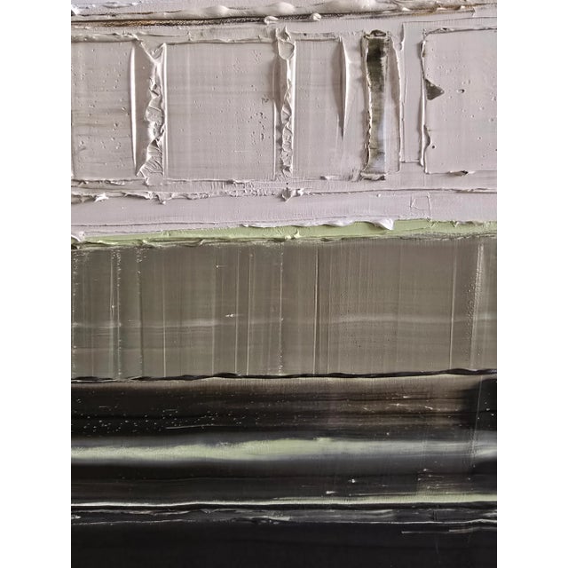 'The Seine River' (Paris) - Framed Abstract Minimalist Landscape Oil Painting by Diane Grant / Neutral Color Palette / Color Field For Sale - Image 4 of 11