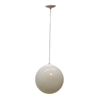 Large Vintage Progress Lighting White Glass Globe Pendant Light For Sale