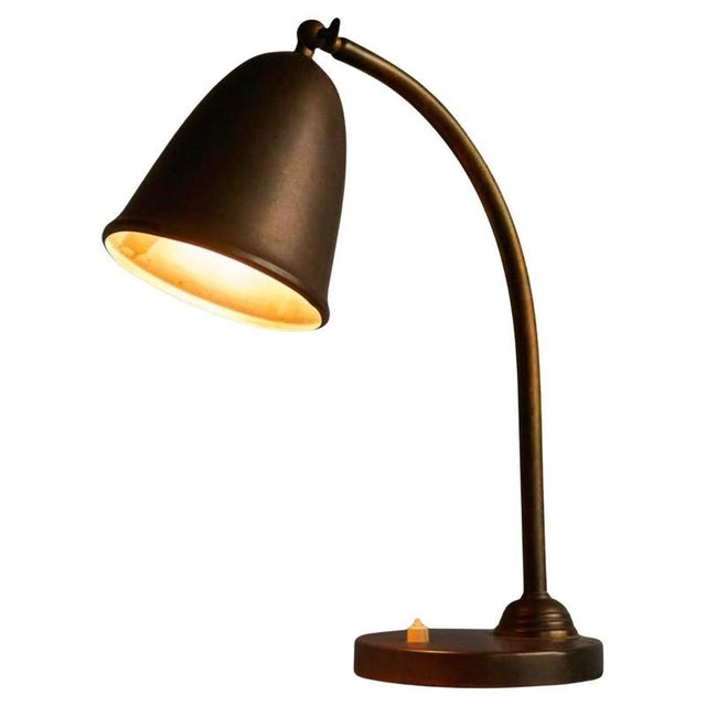 Bell-Shaped Table Lamp in Patinated Brass, Netherlands, 1930s For Sale - Image 11 of 11