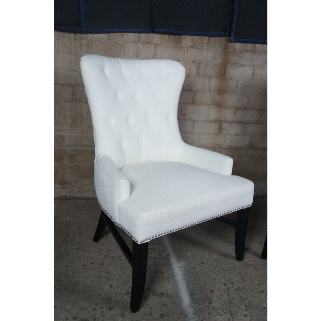 Arhaus Claybourne Upholstered Dining Arm Chairs A Pair Chairish