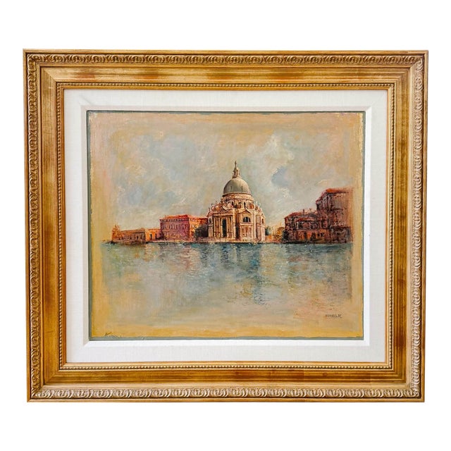 1970s Armand Merizon Large Original Oil Painting "Horizons" Venice Grand Canal Impressionist For Sale