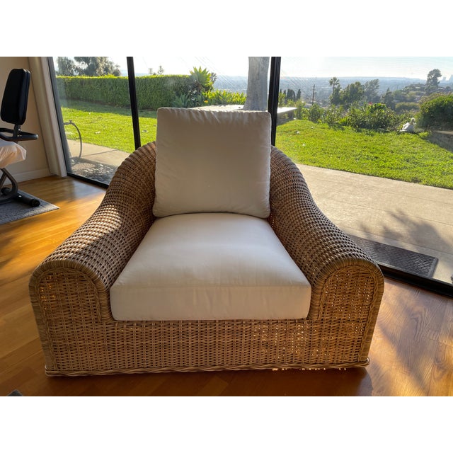 Michael Taylor Wicker Jennifer Lounge Chair Attributed to Michael Taylor For Sale - Image 4 of 11