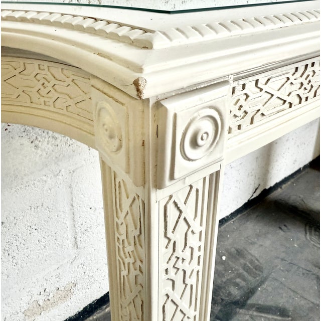 Chinoiserie Chic Solid Wood Console Table With Mirror Top For Sale - Image 9 of 9