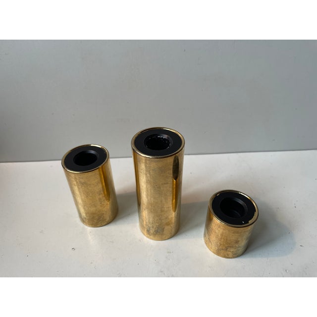 Danish Modern 24 Carat Gold Plated Candleholders by Hugo Asmussen, Set of 6 For Sale - Image 10 of 12