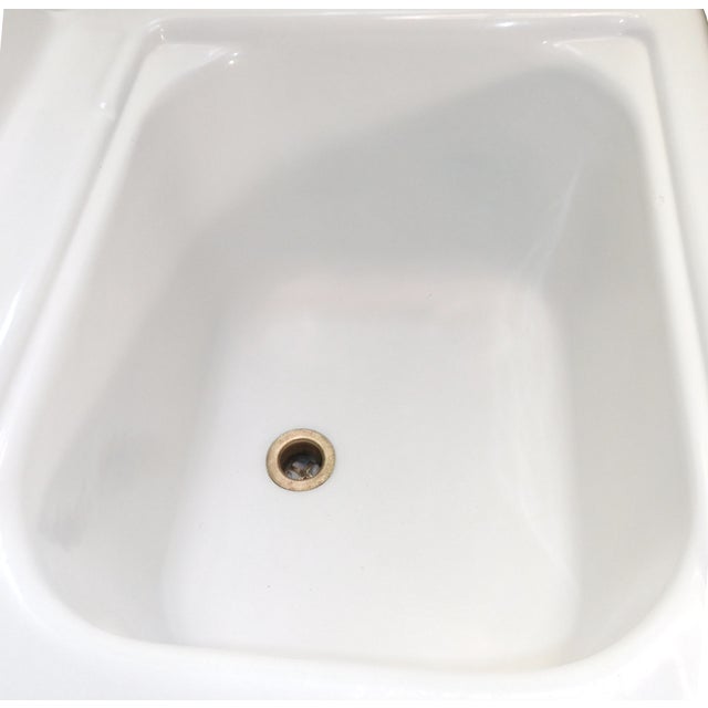 Iconic 1957 Vintage Kohler Sea Cliff 50" Wide Double Basin Porcelain & Cast Iron Kitchen Sink For Sale - Image 10 of 18