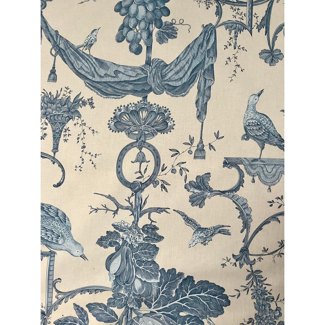 Brunschwig & Fils 6 Yards Brunschwig & Fils “Kininvie” Blue & White Chinoiserie Linen Fabric For Sale - Image 4 of 8