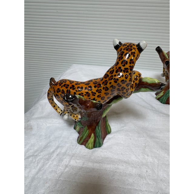 Ceramic Lynn Chase for Gump's Limited Jaguar in Tree Figurines, Set of Two For Sale - Image 7 of 12