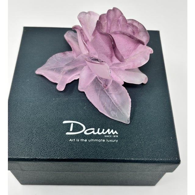 1990s Daum France Rose Passion Pâte De Verre Crystal Rose Paperweight, 1990s For Sale - Image 5 of 15