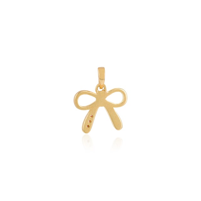Pink Solid 14k Gold Bow Pendant With Pink Sapphires For Sale - Image 8 of 12